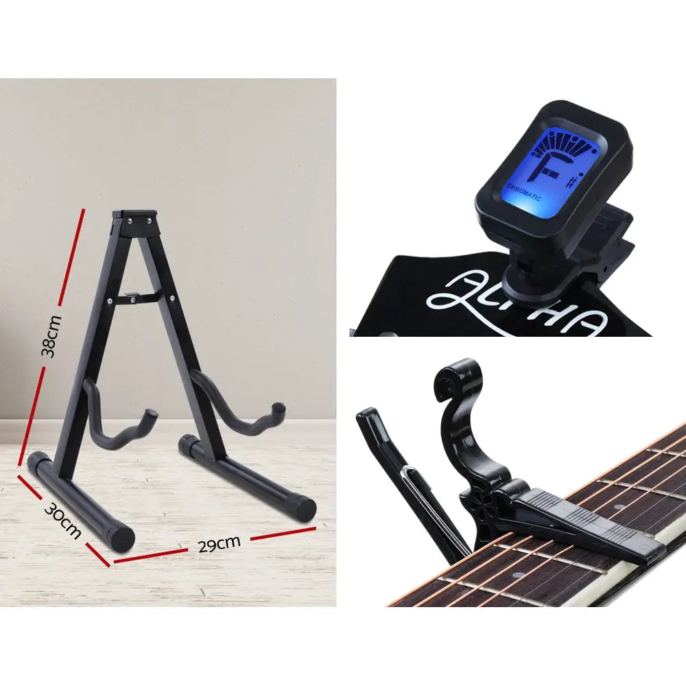 ALPHA 41 Inch Wooden Acoustic Guitar with Accessories set Black Deals499