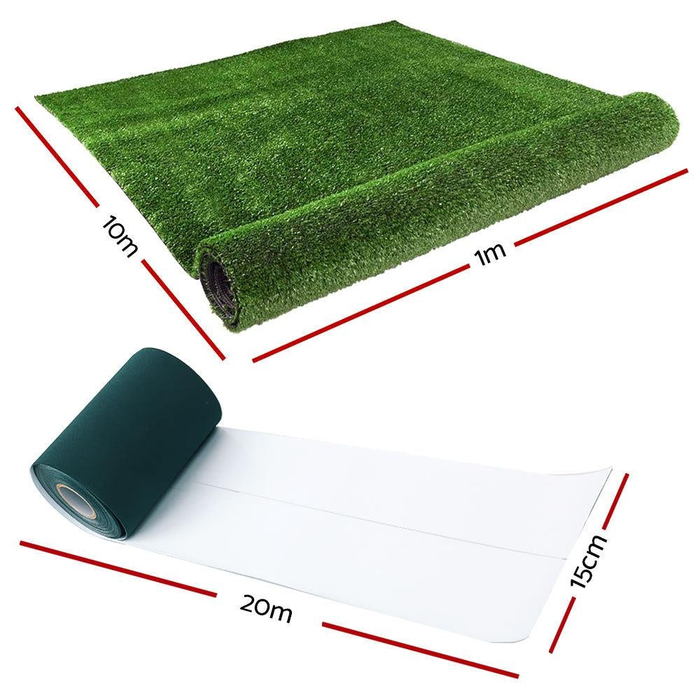 Primeturf 1x10m Artificial Grass Synthetic Fake 10SQM Turf Lawn 17mm Tape Deals499