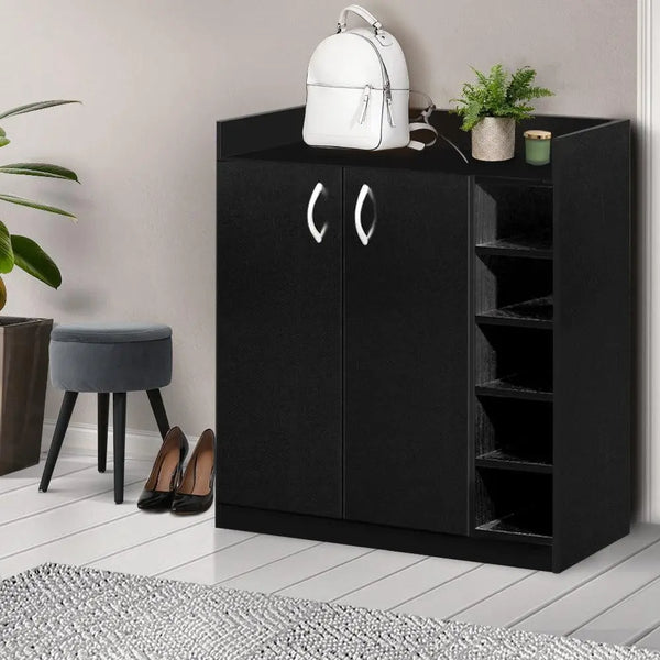 Artiss 2 Doors Shoe Cabinet Storage Cupboard - Black Deals499