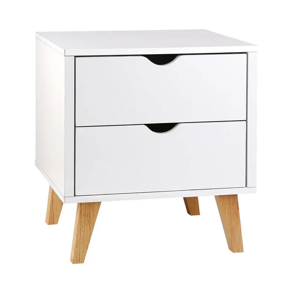 Artiss 2 Drawer Wooden Bedside Tables - White Deals499