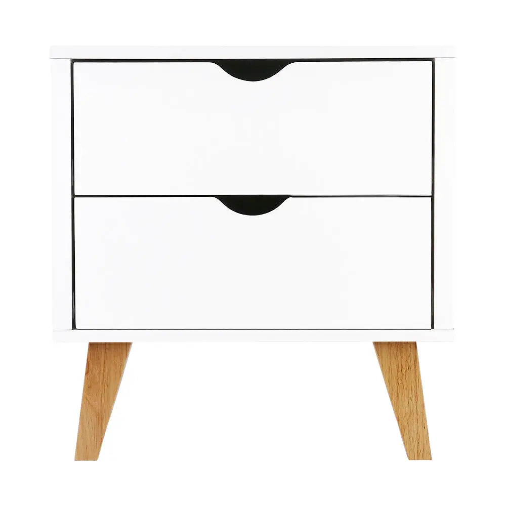 Artiss 2 Drawer Wooden Bedside Tables - White Deals499