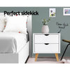 Artiss 2 Drawer Wooden Bedside Tables - White Deals499