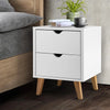 Artiss 2 Drawer Wooden Bedside Tables - White Deals499