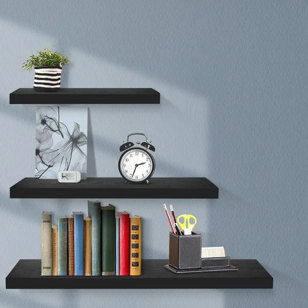 Artiss 3 Piece Floating Wall Shelves - Black Deals499