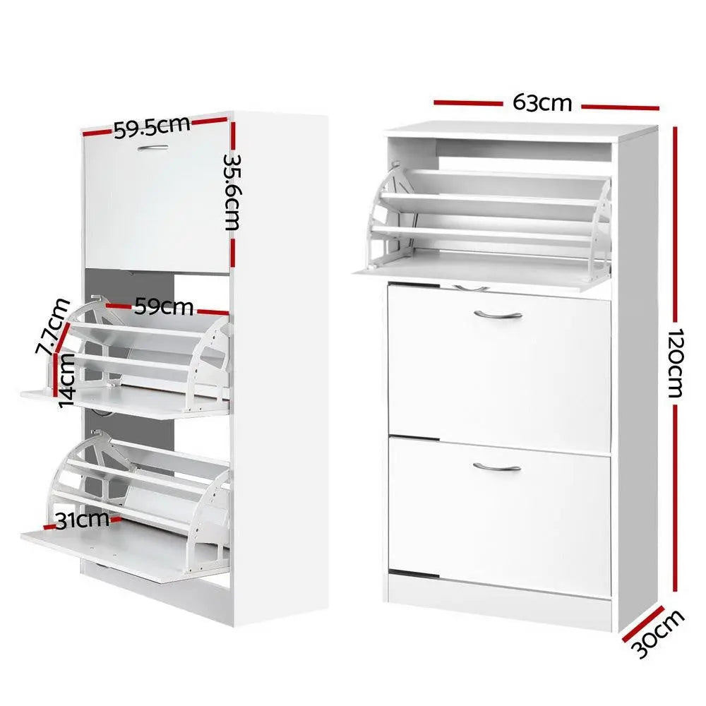 Artiss 3 Tier Shoe Cabinet - White Deals499