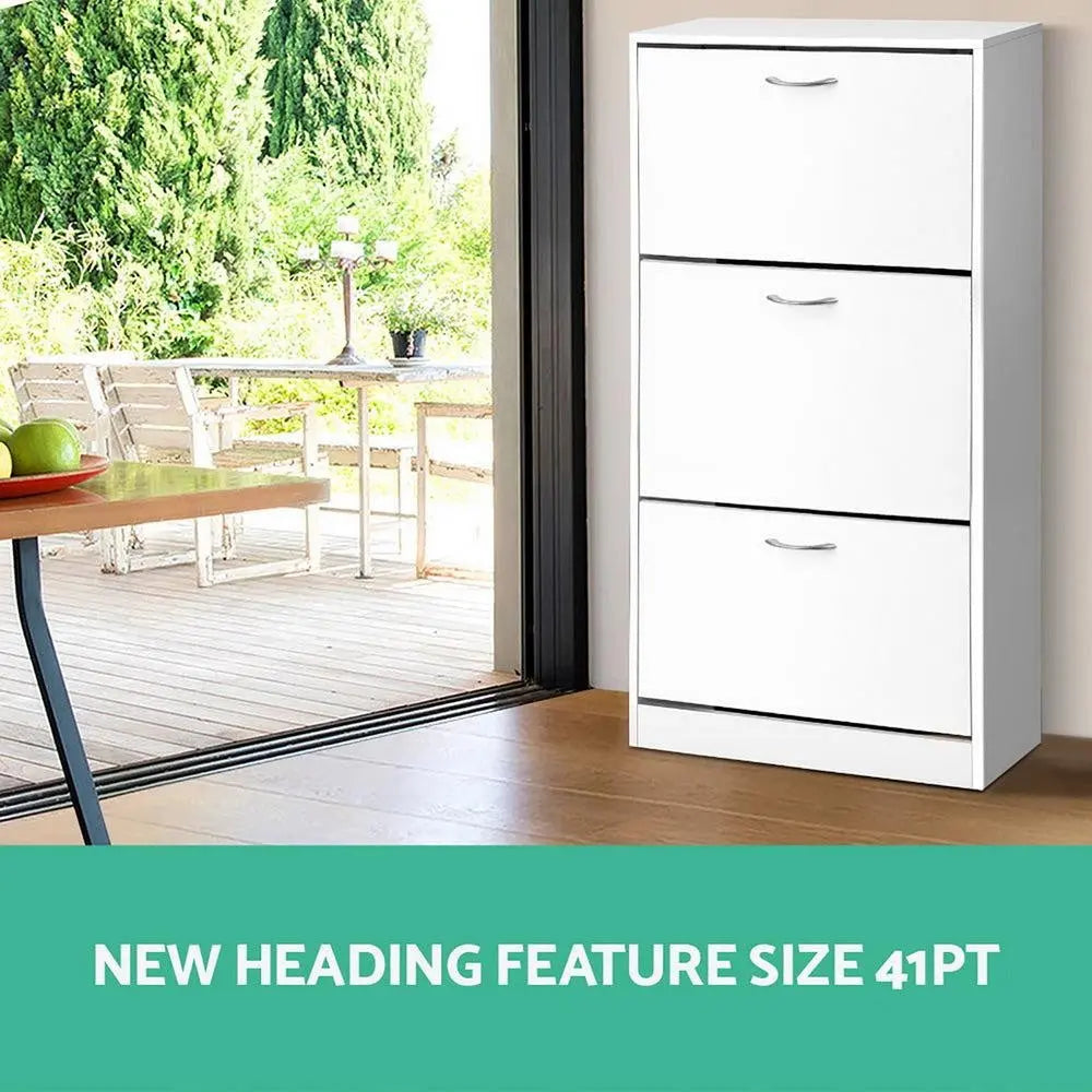 Artiss 3 Tier Shoe Cabinet - White Deals499