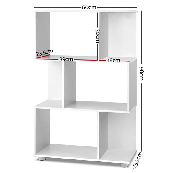 Artiss 3 Tier Zig Zag Bookshelf - White Deals499