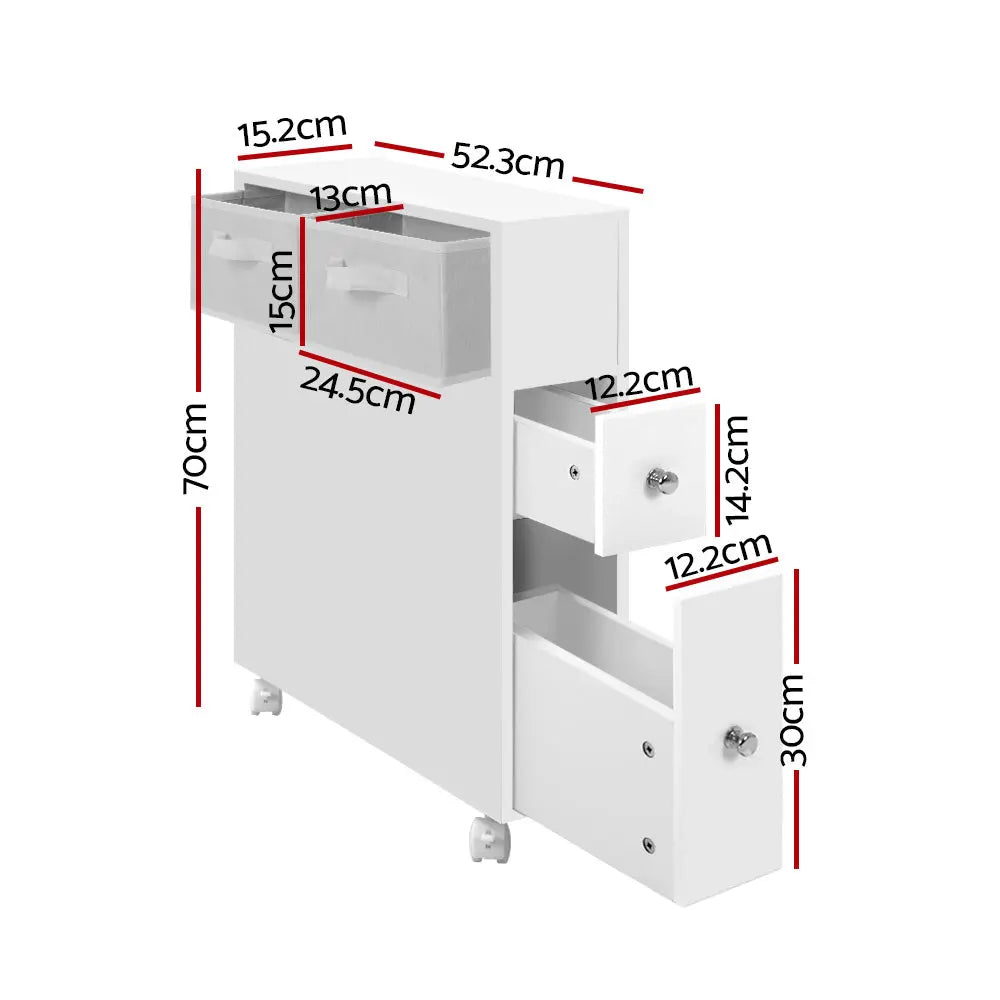 Artiss Bathroom Storage Toilet Cabinet Caddy Holder Drawer Basket With Wheels Deals499