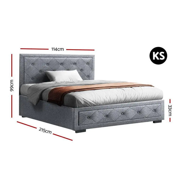 Artiss Bed Frame King Single Size Gas Lift Base With Storage Mattress Fabric Deals499