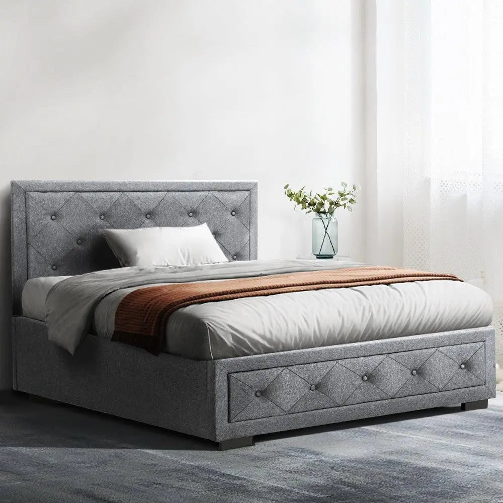 Artiss Bed Frame King Single Size Gas Lift Base With Storage Mattress Fabric Deals499