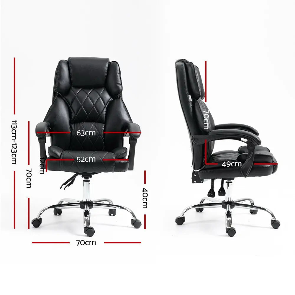 Artiss Executive Office Chair Leather Gaming Computer Desk Chairs Recliner Black Deals499