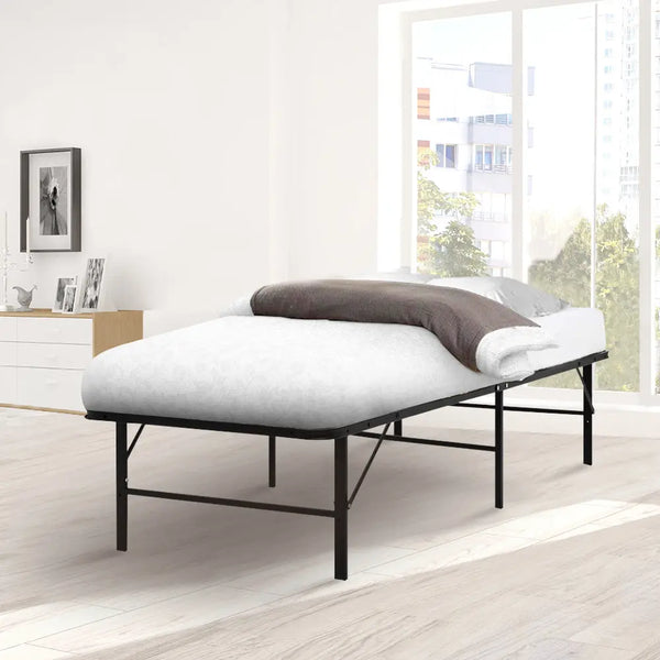 Artiss Folding Bed Frame Single Metal Bed Base Portable Black Deals499