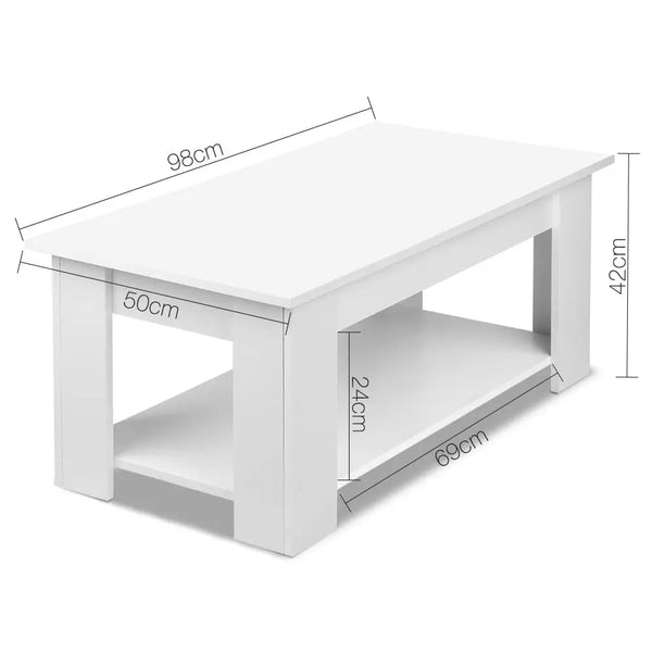 Artiss Lift Up Top Mechanical Coffee Table - White Deals499