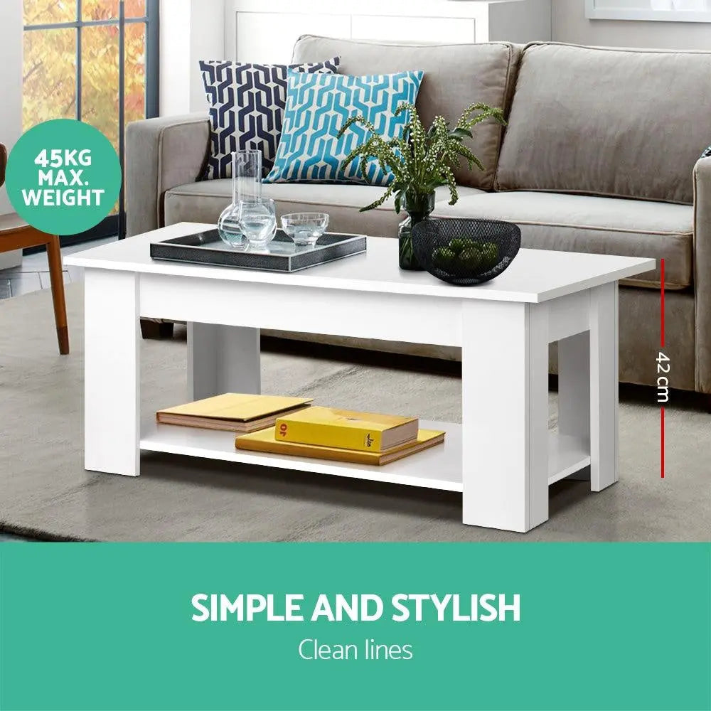 Artiss Lift Up Top Mechanical Coffee Table - White Deals499