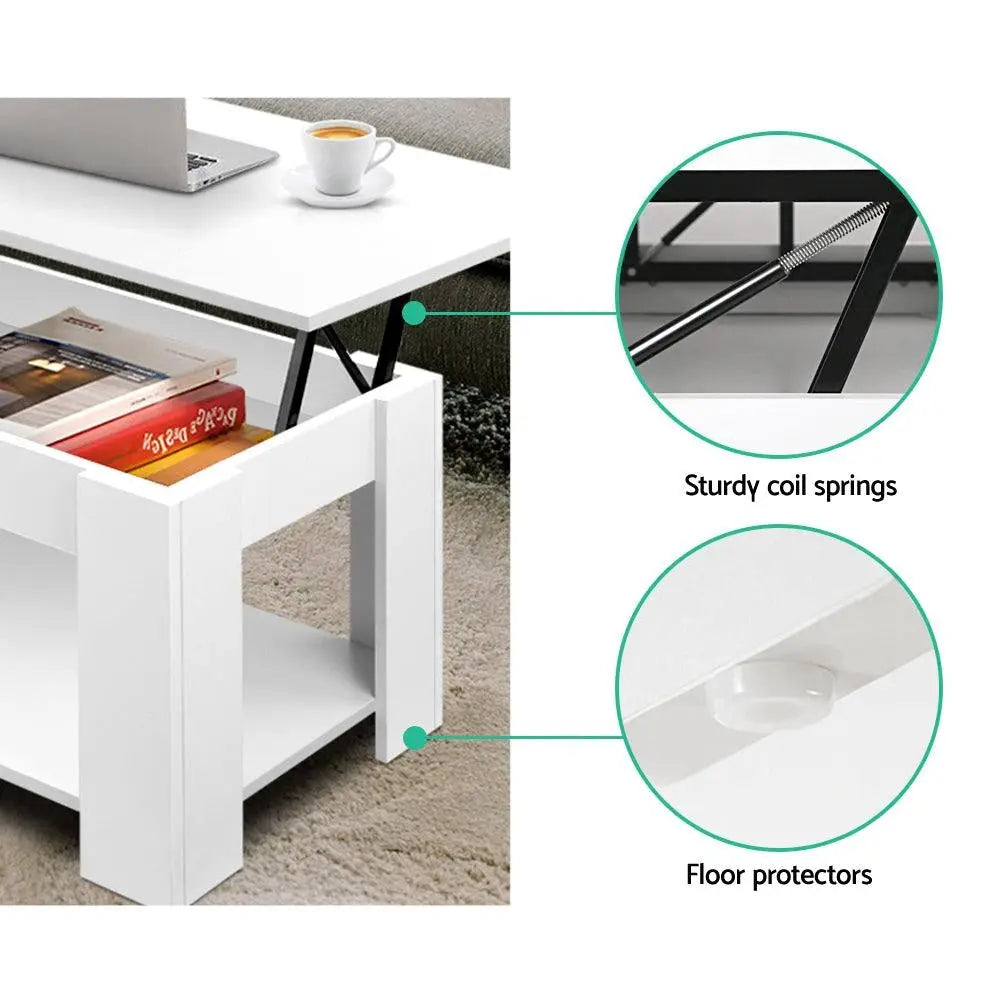 Artiss Lift Up Top Mechanical Coffee Table - White Deals499