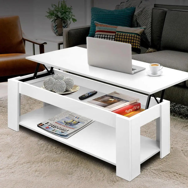 Artiss Lift Up Top Mechanical Coffee Table - White Deals499