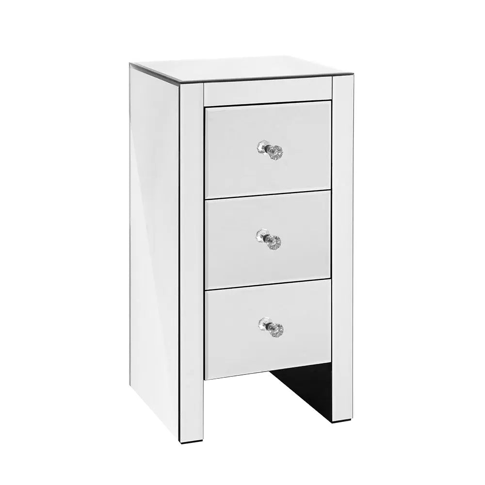 Artiss Mirrored Bedside table Drawers Furniture Mirror Glass Quenn Silver Deals499