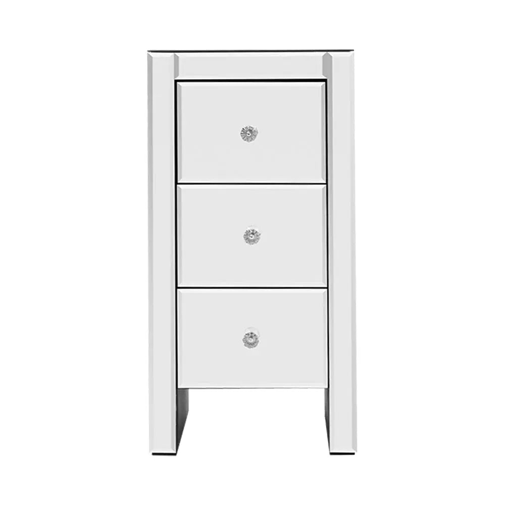 Artiss Mirrored Bedside table Drawers Furniture Mirror Glass Quenn Silver Deals499