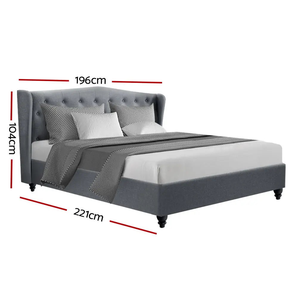 Artiss Pier Bed Frame Fabric - Grey King Deals499