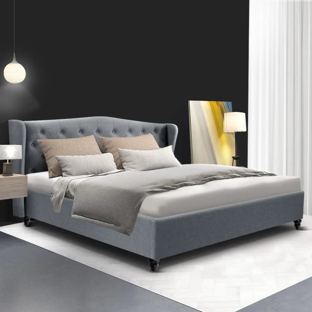 Artiss Pier Bed Frame Fabric - Grey King Deals499