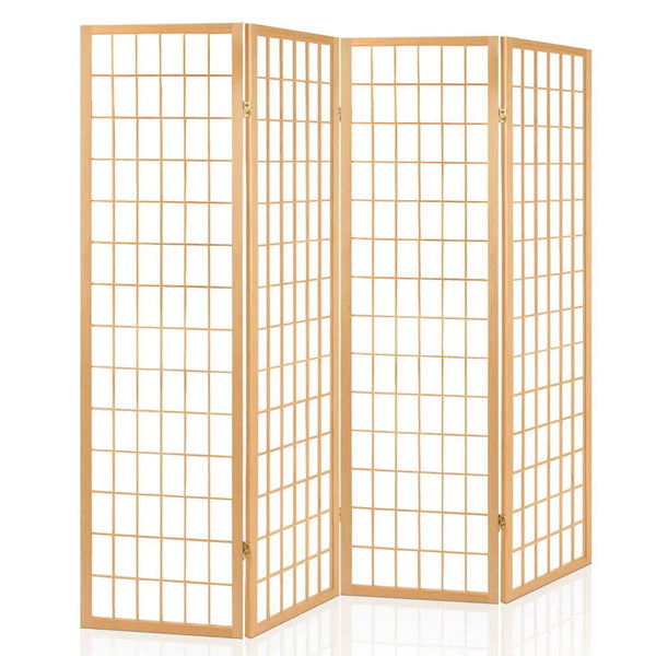 Artiss Room Divider Screen Wood Timber Dividers Fold Stand Wide Beige 4 Panel Deals499