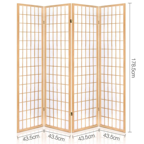 Artiss Room Divider Screen Wood Timber Dividers Fold Stand Wide Beige 4 Panel Deals499