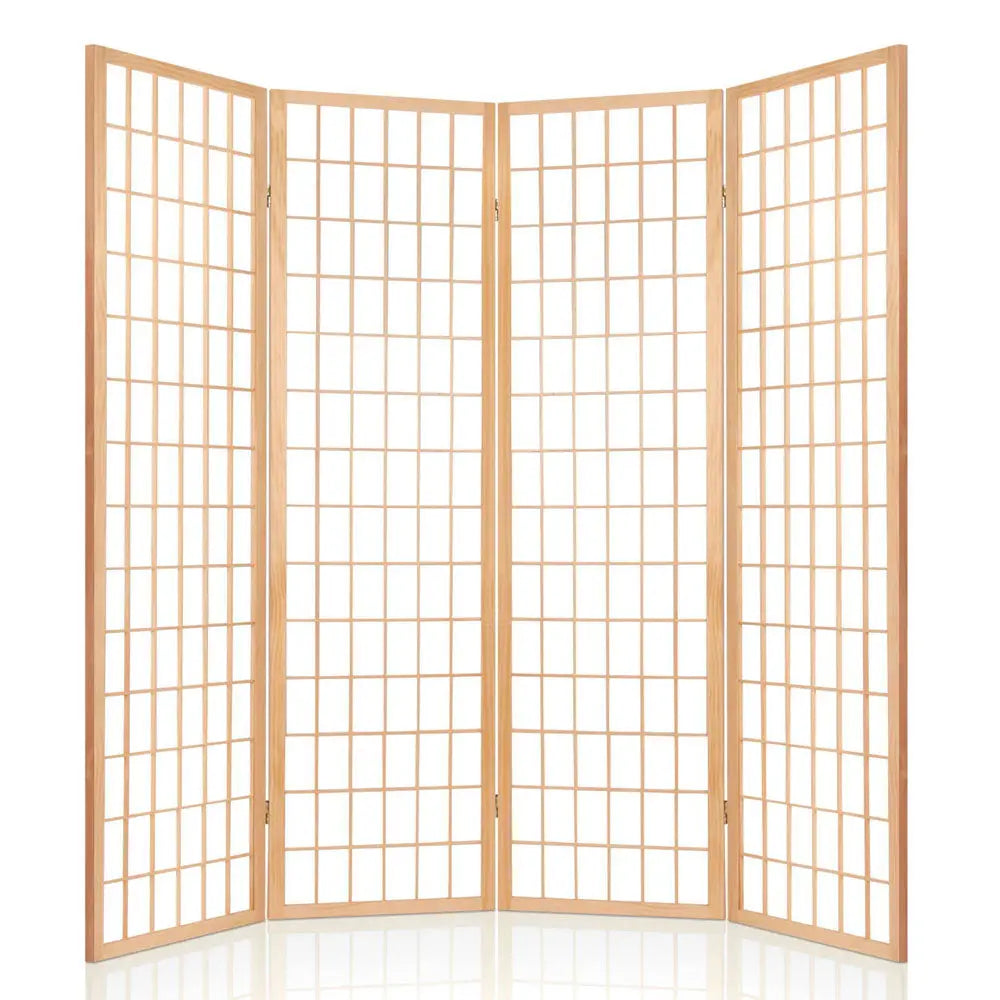 Artiss Room Divider Screen Wood Timber Dividers Fold Stand Wide Beige 4 Panel Deals499