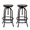 Artiss Set of 2 Bar Stool Industrial Round Seat Wood Metal - Black and Brown Deals499