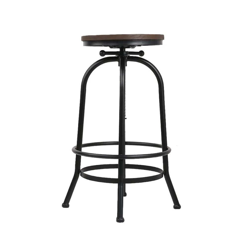 Artiss Set of 2 Bar Stool Industrial Round Seat Wood Metal - Black and Brown Deals499