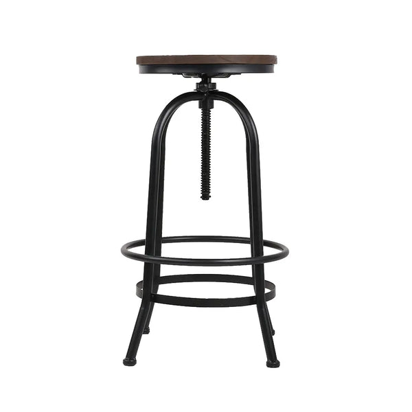 Artiss Set of 2 Bar Stool Industrial Round Seat Wood Metal - Black and Brown Deals499