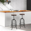 Artiss Set of 2 Bar Stool Industrial Round Seat Wood Metal - Black and Brown Deals499