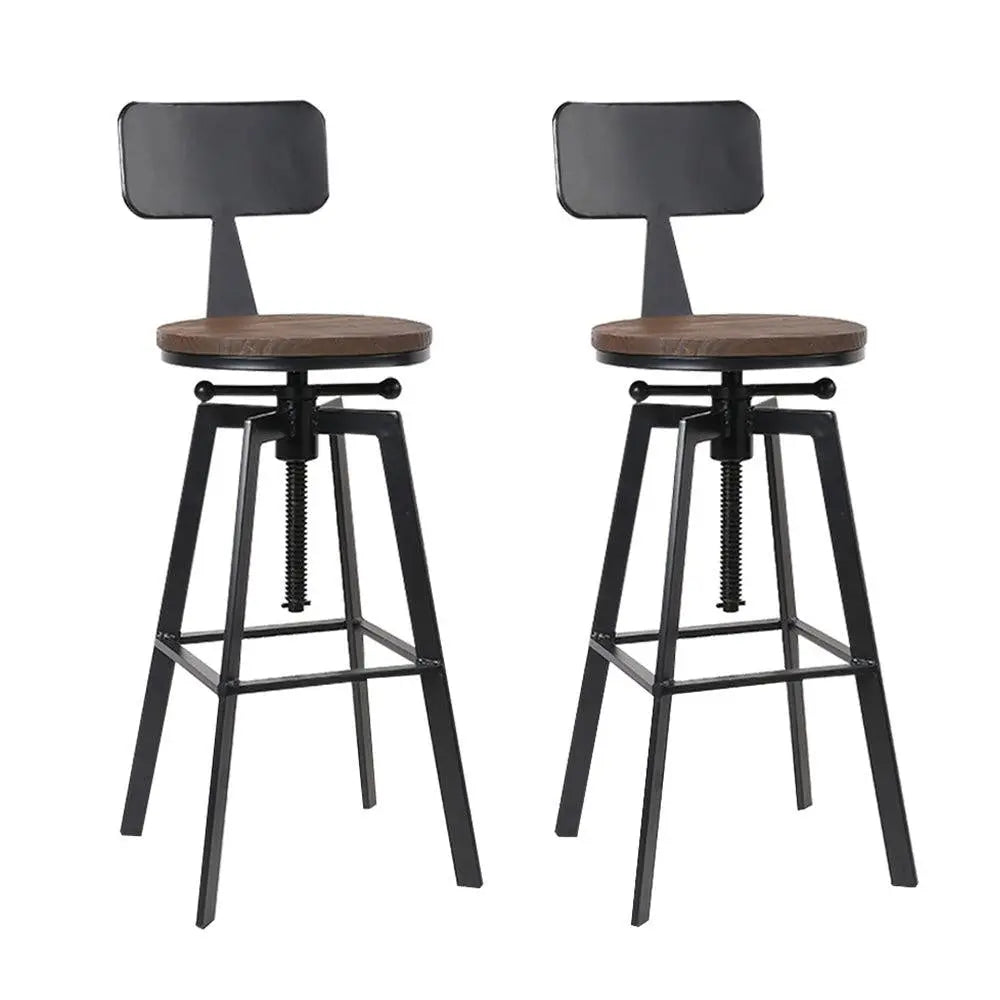 Artiss Set of 2 Rustic Industrial Style Metal Bar Stool - Black and Wood Deals499