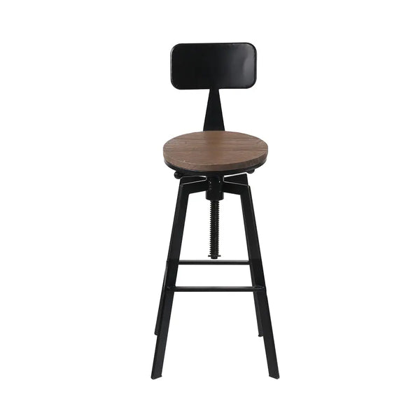 Artiss Set of 2 Rustic Industrial Style Metal Bar Stool - Black and Wood Deals499