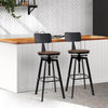 Artiss Set of 2 Rustic Industrial Style Metal Bar Stool - Black and Wood Deals499