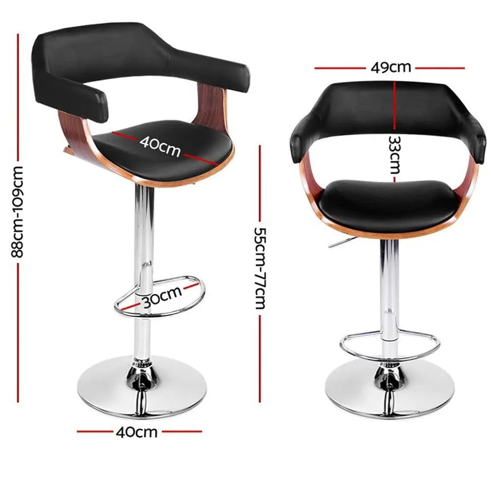 Artiss Set of 2 Wooden Bar Stool - Black and Wood Deals499