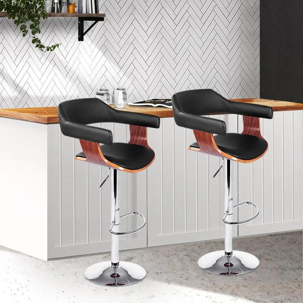 Artiss Set of 2 Wooden Bar Stool - Black and Wood Deals499