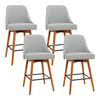 Artiss Set of 4 Wooden Fabric Bar Stools Square Footrest - Light Grey Deals499