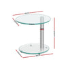 Artiss Side Coffee Table Bedside Furniture Oval Tempered Glass Top 2 Tier Deals499