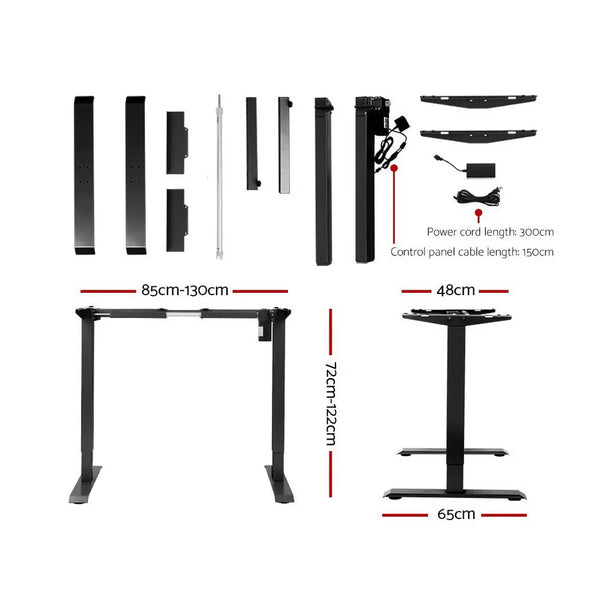 Artiss Standing Desk Adjustable Height Desk Electric Motorised Black Frame Desk Top 140cm Deals499