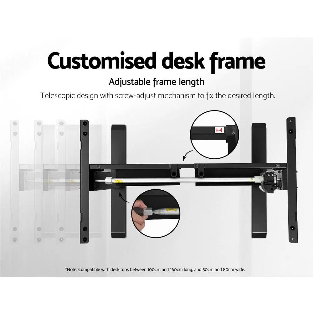 Artiss Standing Desk Adjustable Height Desk Electric Motorised Black Frame Desk Top 140cm Deals499