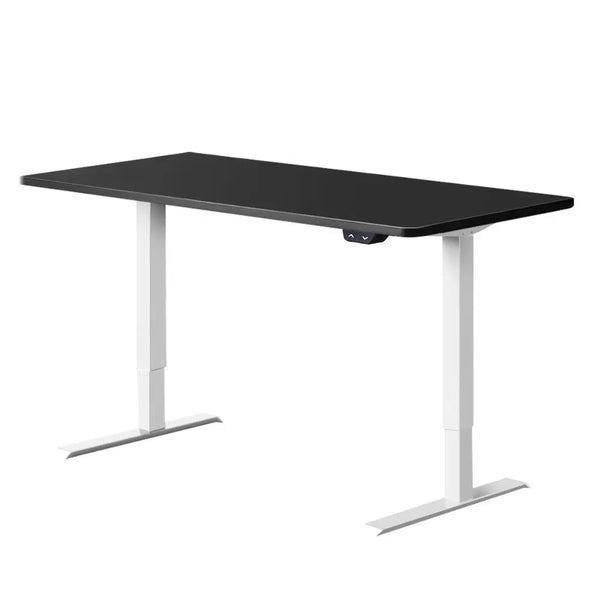 Artiss Standing Desk Adjustable Height Desk Electric Motorised White Frame Black Desk Top 140cm Deals499