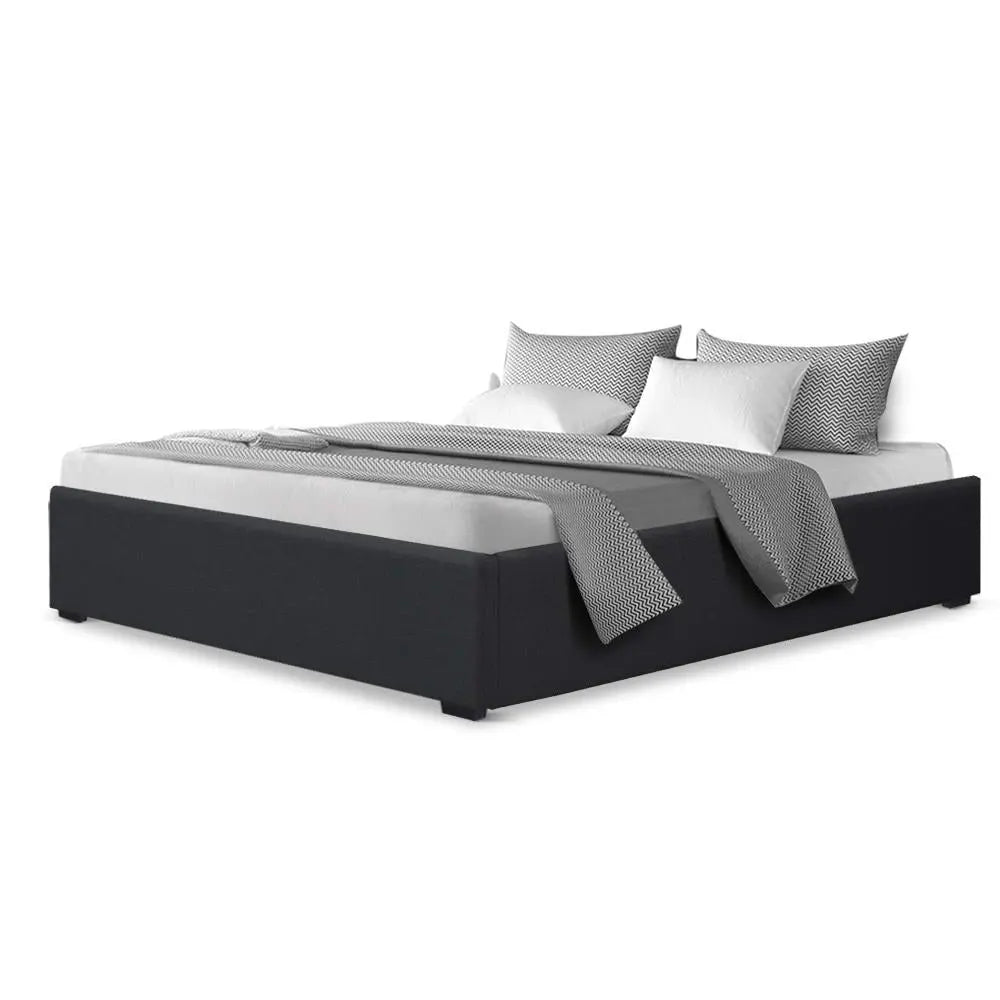 Artiss TOKI Queen Size Storage Gas Lift Bed Frame without Headboard Fabric Charcoal Deals499