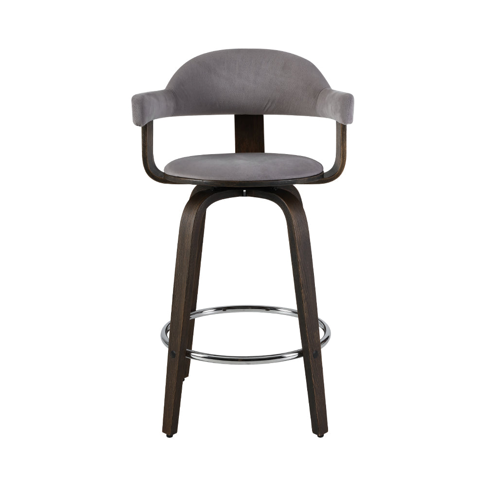 Artiss Set of 2 Bar Stools Wooden Swivel Bar Stool Kitchen Dining Chair - Wood, Chrome and Grey Deals499