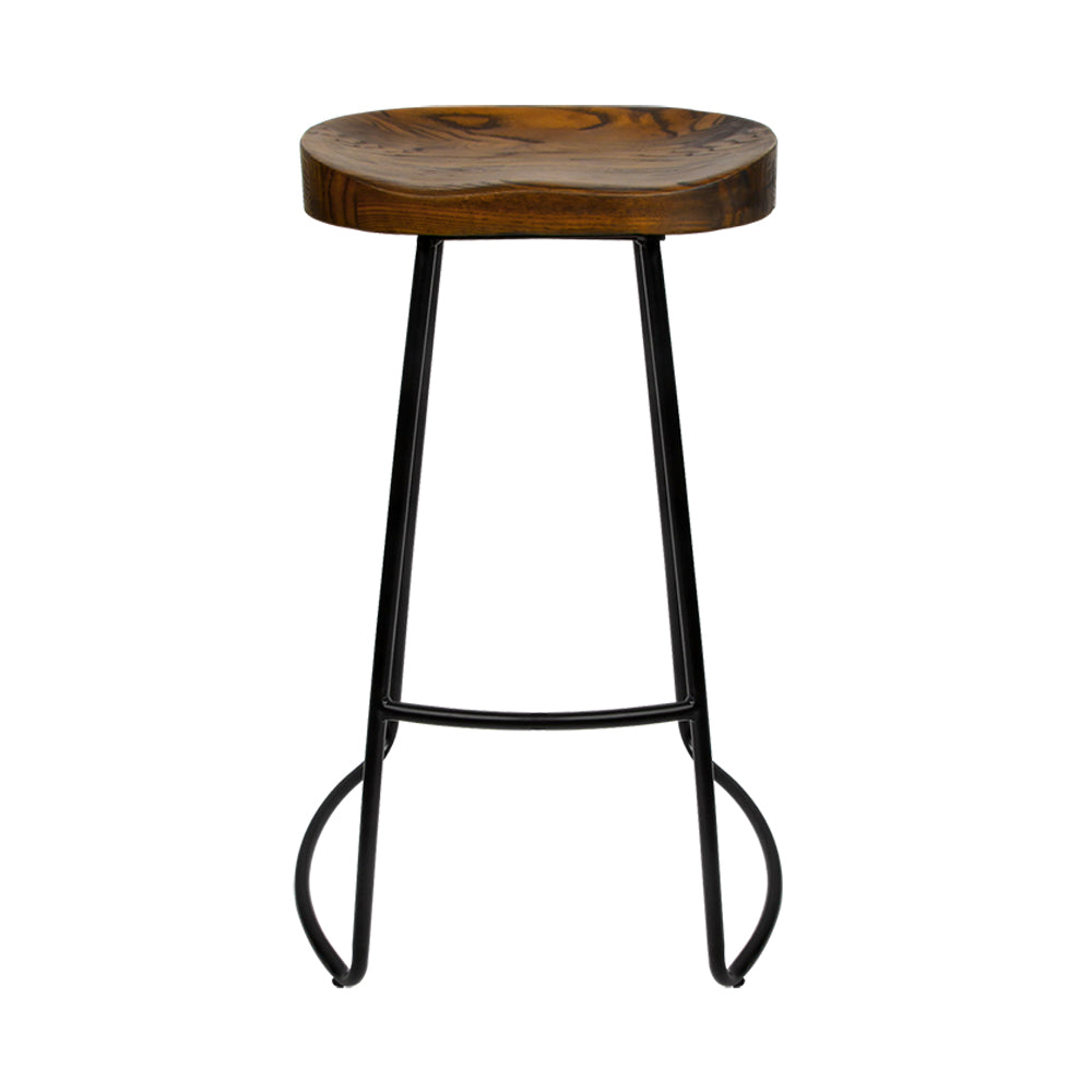 Artiss Set of 2 Backless Elm Wood Bar Stools 75cm - Black Deals499