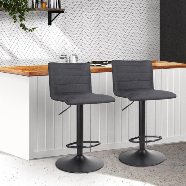 Artiss Set of 2 Faux Linen Bar Stools - Black Deals499