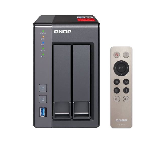 QNAP TS-251+-2G 2 Bay NAS IntelÂ® CeleronÂ® J1900 quad-core 2.0 GHz processor 2GB DDR3L Hot-swappable 2 xGE 2 xUSB2.0 2 xUSB3.2 Hot-swappable 2yrs wty QNAP