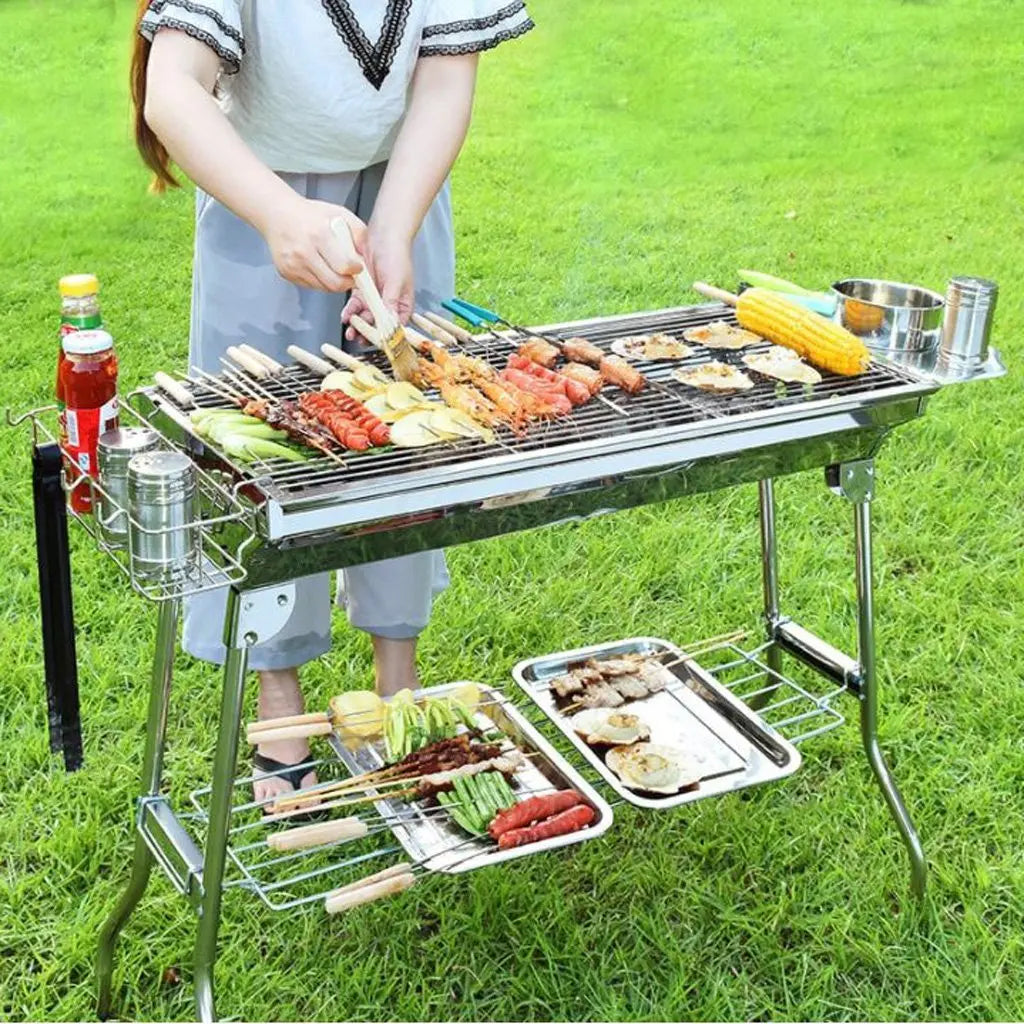 BBQ Grill Barbecue Set Charcoal Kabob Stove Portable Foldable Camping Picnic Deals499