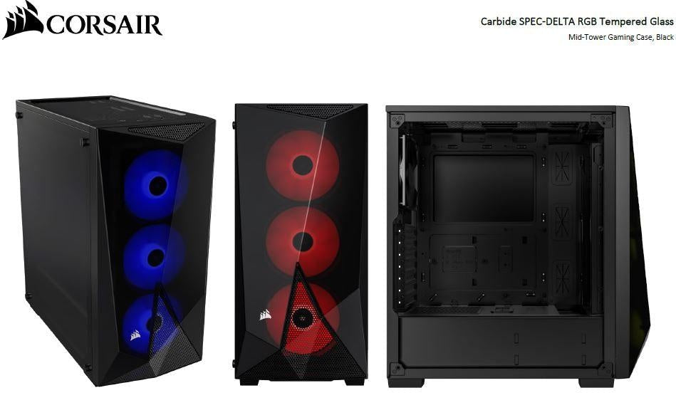 CORSAIR Carbide Series SPEC-DELTA RGB Tempered Glass Mid-Tower ATX Gaming Case, Black. NDA Sept 2020 CORSAIR