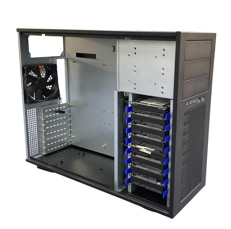 TGC Tower Server Chassis 4U 555mm Depth, 3x Ext 5.25' Bays, 8x Int 3.5' Bays, 8x Full Height PCIE Slots, ATX PSU/MB TGC