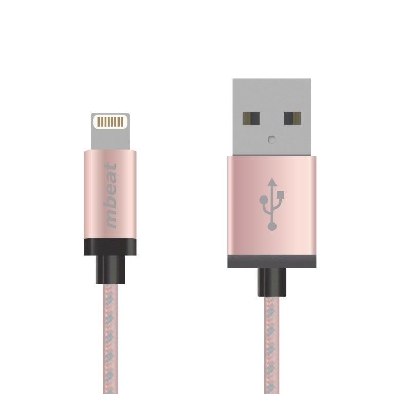 mbeatÂ® 2m USB Lightning Data Sync Charger Cable Rose Gold Braided MFI Certified Apple iPhone X 11 7S 7 8 Plus XR 6S 6 Plus 5 5S iPad Air Mini iPod(LS) MBEAT